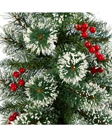 Frosted Swiss Pine Artificial Christmas Tree with 100 Lights and 195 Bendable Branches