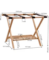 Household Essentials Bamboo Luggage Rack with Tray