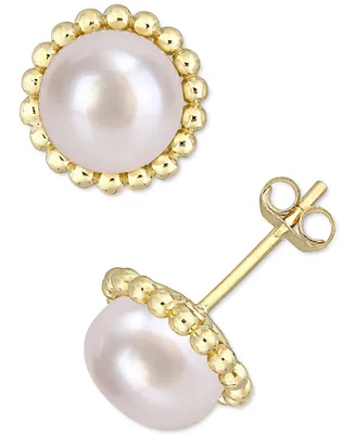 Cultured Freshwater Pearl (8mm) Stud Earrings in 10k Gold