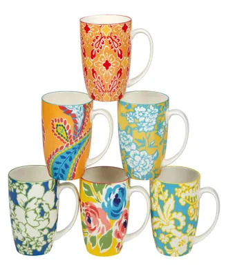 Damask Floral Set of 6 Mugs
