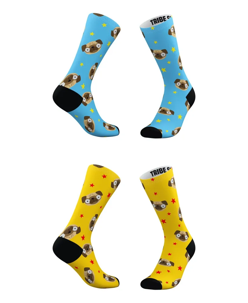 Men's and Women's Pugmoji Socks, Set of 2 - Assorted Pre