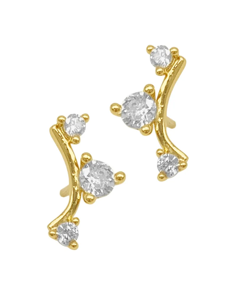 Studded Climber Earrings - Yellow Gold
