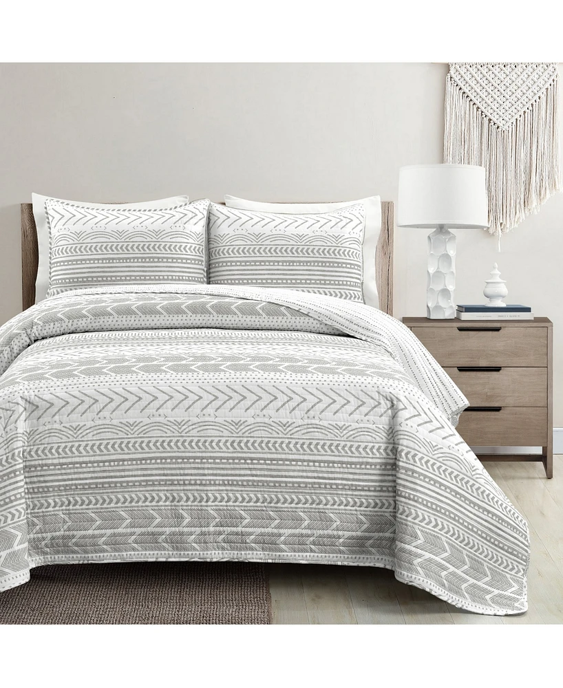 Lush Decor Hygge Geo 3 Piece Quilt Set, King