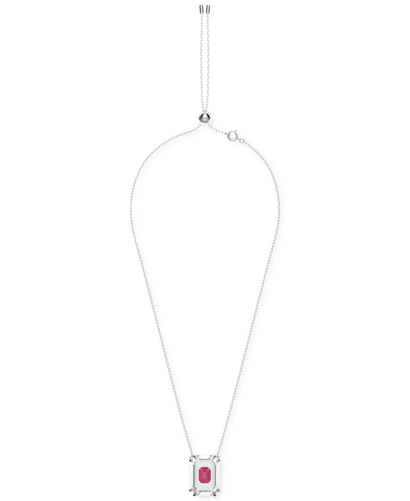 Swarovski Silver-Tone Crystal 16-1/2" Adjustable Pendant Necklace