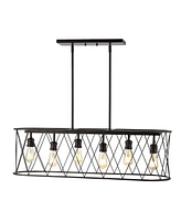 Marion 6-Light Adjustable Iron Farmhouse Rustic Led Dimmable Pendant