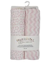 Baby Girls Stars Waves Muslin Swaddle Blankets, Pack of 2