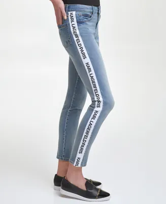 Karl Lagerfeld Paris Women's Contrast Logo Taping Jeans