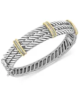 Effy Diamond Triple Band Bangle Bracelet (1/5 ct. t.w.) in Sterling Silver & 18k Gold