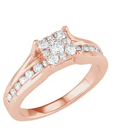 Diamond Cluster Channel-Set Bridal Set (1 ct. t.w.) 14k White, Yellow or Rose Gold