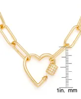 Cubic Zirconia Link Heart Bracelet Yellow Gold or Rose Plate