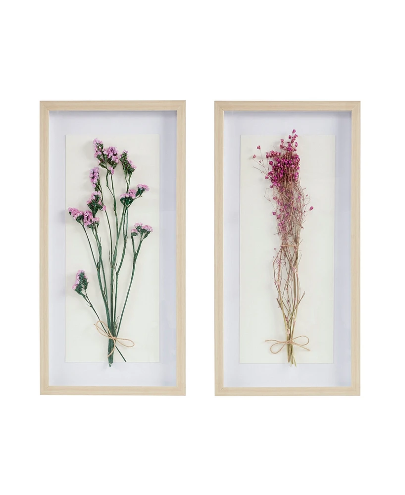 Madison Park Avant Garden 2 Piece Floral Natural Shadowbox Set, 12" x 24"