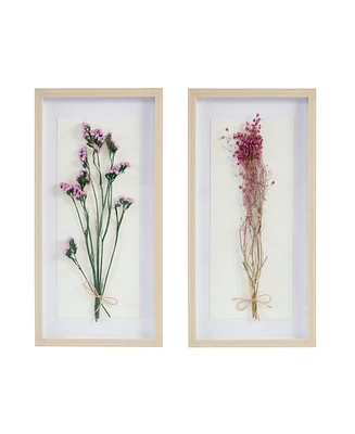 Madison Park Avant Garden 2 Piece Floral Natural Shadowbox Set, 12" x 24"