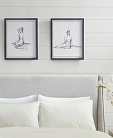 Madison Park Feminine Figures 2 Piece Deckle Edge Sketch Framed Wall Art Set, 17" x 21"