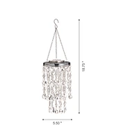 Glitzhome Solar Lighted Jewel Beaded Wind Chime or Chandelier Hanging Decor