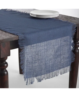 Saro Lifestyle Fringed Jute Tablecloth Or Runner, 20" x 70"