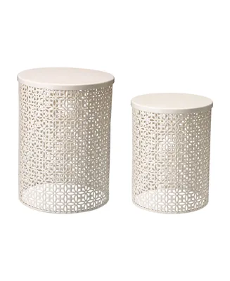 Glitzhome Multi-Functional Metal Garden Stool or Plant Stand Accent Table, Set of 2