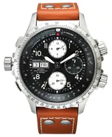 Hamilton Watch, Men's Swiss Automatic Chronograph Khaki X-Wind Brown Leather Strap 44mm H77616533