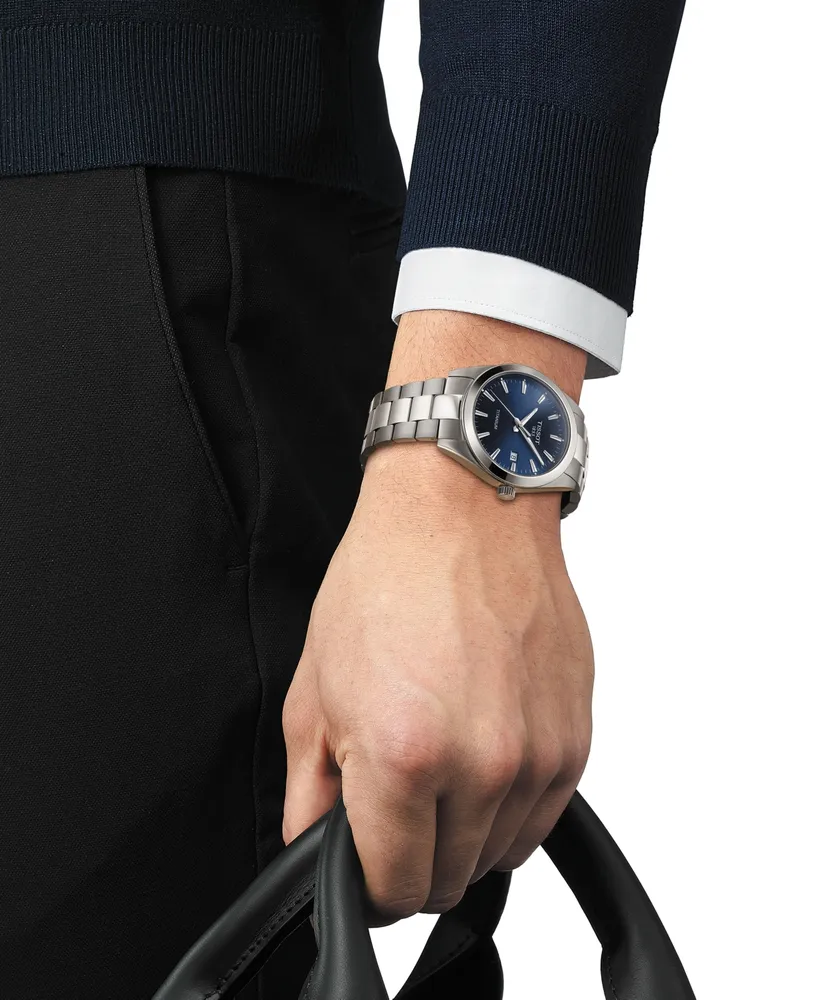 Tissot Men's Swiss Gentleman Gray Titanium Bracelet Watch 40mm