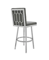 Rochester Swivel Modern Metal and Faux Leather Bar and Counter Stool