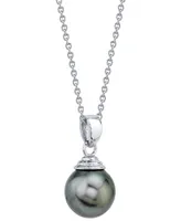 Cultured Tahitian Pearl (10mm) 18" Pendant Necklace in Sterling Silver