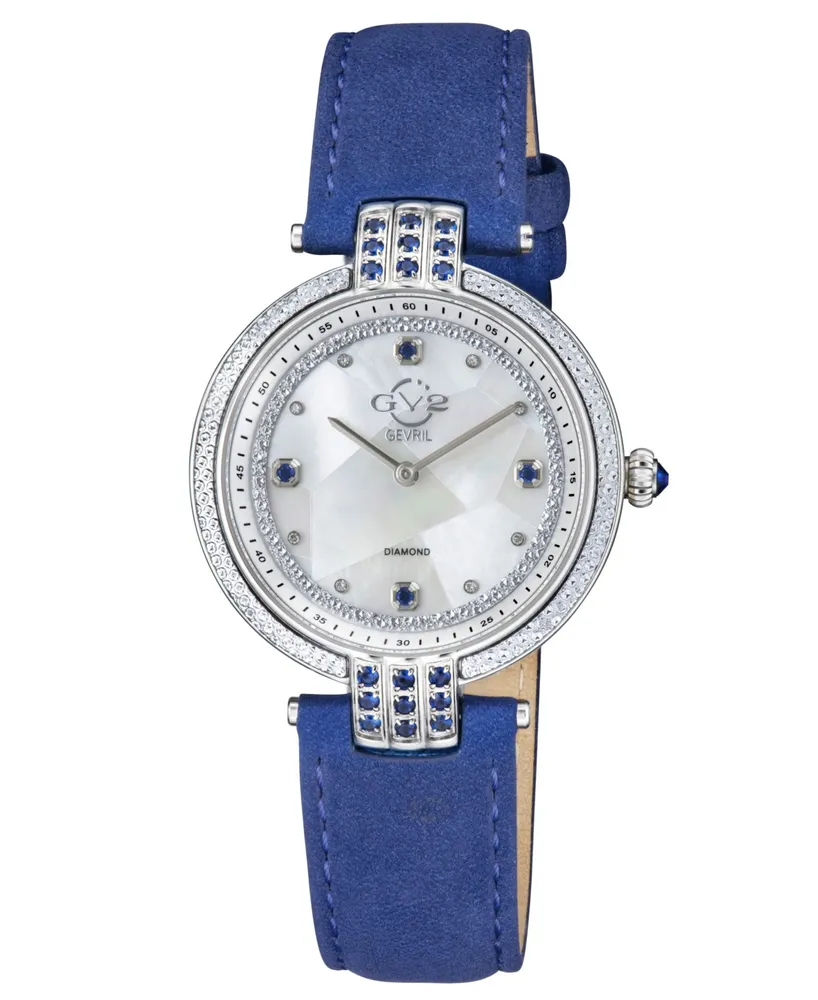 Gevril Women's Matera Swiss Quartz Italian Suede Strap Watch 35mm