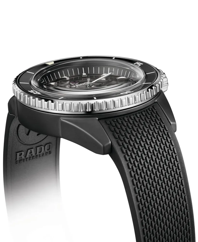 Rado Men's Swiss Automatic Captain Cook Black Rubber Strap Watch 43mm