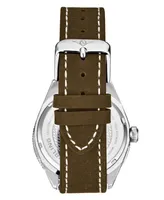 Men's Genuine Leather Strap with White Contrast Stitching Watch 42mm