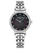 Women's Silver-Tone Link Bracelet with Crystals Studded Strip Watch 33mm