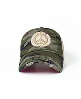 Peaceful Kids Adjustable Snap Back Mesh Camo Peace Sign Trucker Hat