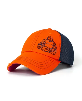 Yoga Lady Women's Adjustable Snap Back Mesh Orange Buddha Trucker Hat