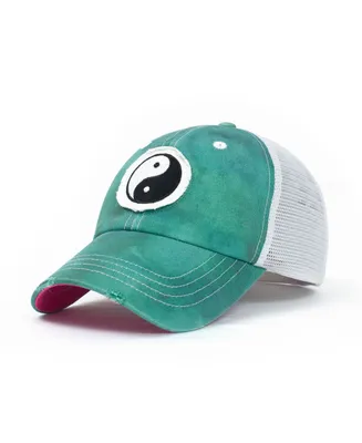 Zen Lady Women's Adjustable Snap Back Mesh Green Yin Yang Trucker Hat