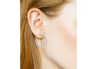And Now This Mutli Shape Cubic Zirconia Drop Dangle C Hoop Earring in Silver Plate