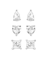 And Now This 3pc Set Cubic Zirconia Stud Earrings Silver Plated