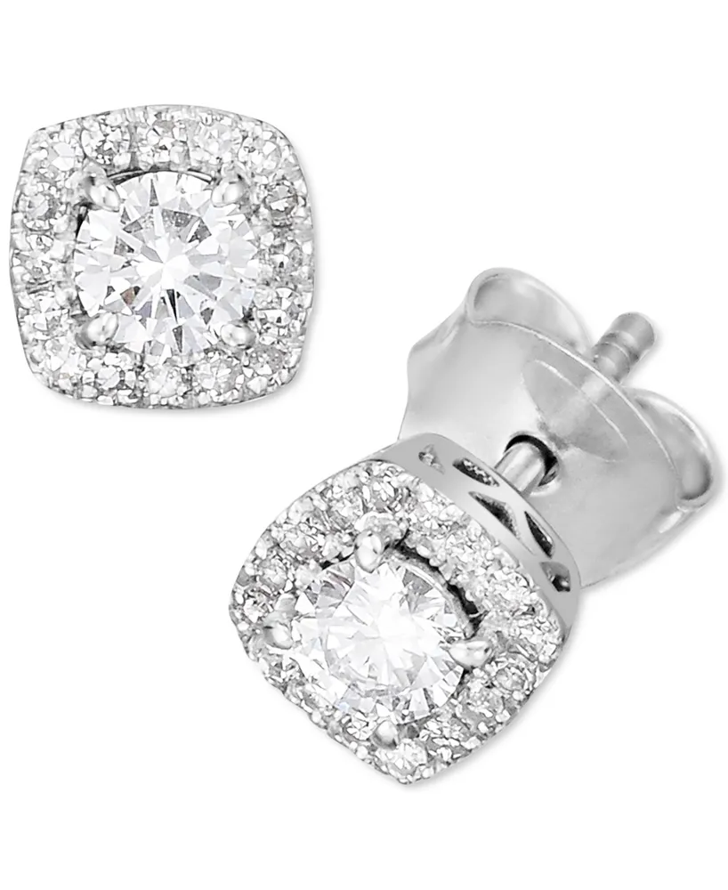 Lab-Created Diamond Halo Stud Earrings (1/2 ct. t.w.) in Sterling Silver or 14K Gold-Plated Sterling Silver