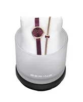 Bering Women's Purple Stainless Steel Mesh Strap Watch Set 22mm