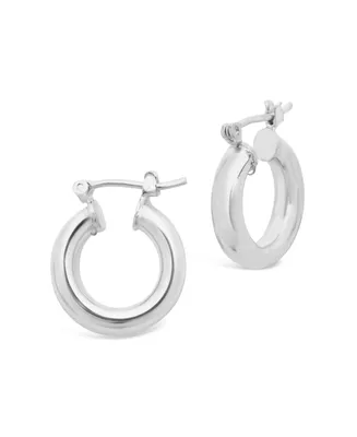 Women's Chunky Tube Silver Plated Hoop Earrings, 75"