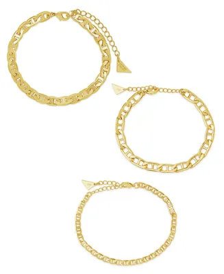 Women's Anchor Chain Plated Bracelet Set