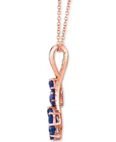 Le Vian Blueberry Sapphire (1-1/2 ct. t.w.) & Nude Diamond (1/10 ct. t.w.) Flower 18" Pendant Necklace in 14k Rose Gold