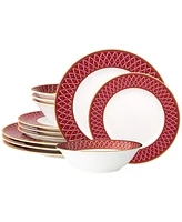 Noritake Crochet 12- Pc Dinnerware Set, Service for 4