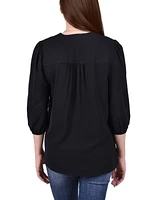 Ny Collection Petite Balloon Sleeve Pullover with Necklace