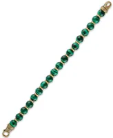 Esquire Men's Jewelry Malachite Beaded Bracelet in 14k Gold-Plated Sterling Silver, Created for Macy's