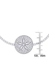 Cubic Zirconia Sand Dollar Adjustable Bolo Bracelet in Silver Plate