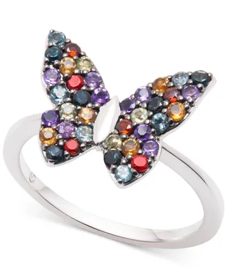 Multi-Gemstone Butterfly Statement Ring (7/8 ct. t.w.) in Sterling Silver