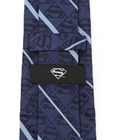 Dc Comics Men's Superman Stripe Pattern Silk Tie