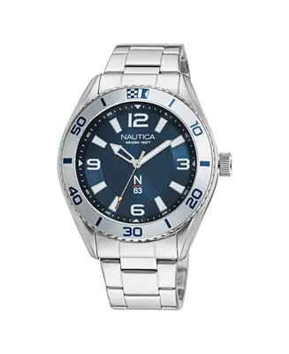 Nautica Men's N83 Silver-Tone Stainless Steel Bracelet Watch 44 mm - Silver