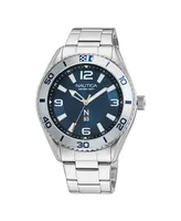Nautica Men's N83 Silver-Tone Stainless Steel Bracelet Watch 44 mm - Silver