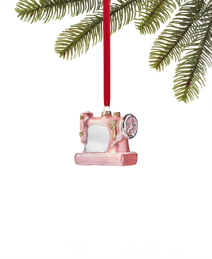 Holiday Lane All About You Pink Sewing Machine Glass Ornament, Created for Macy's