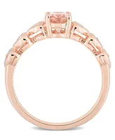 Morganite (3/4 ct. t.w.) and White Topaz (1/6 Rose Gold Plated Silver, Oval Heart Ring