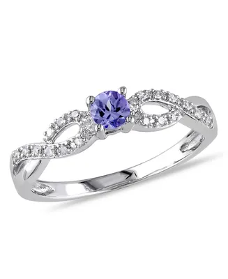Tanzanite (1/6 ct. t.w.) and Diamond (1/10 Sterling Silver, Infinity Ring