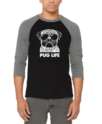 Men's Pug Life Raglan Baseball Word Art T-shirt
